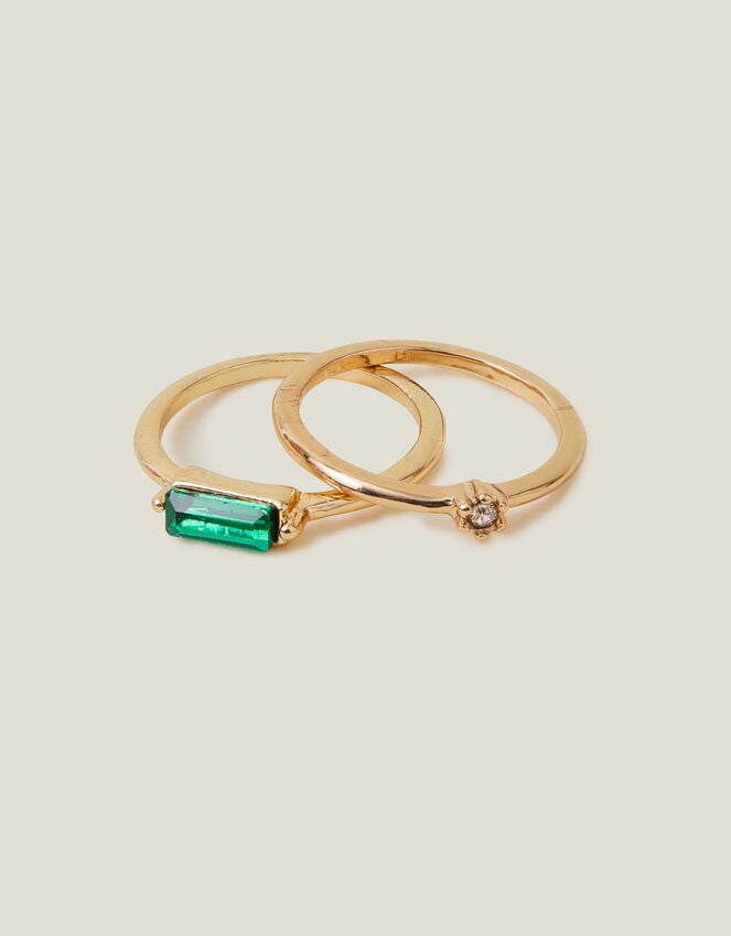 accessorize 2-Pack Stone Rings Gold