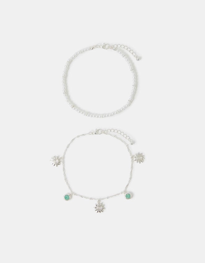 Accessorize 2-Pack Sunshine & Pearl Anklets