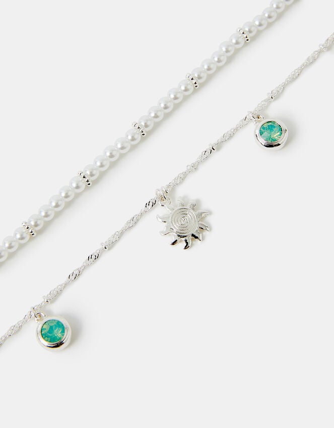 accessorize 2-Pack Sunshine & Pearl Anklets