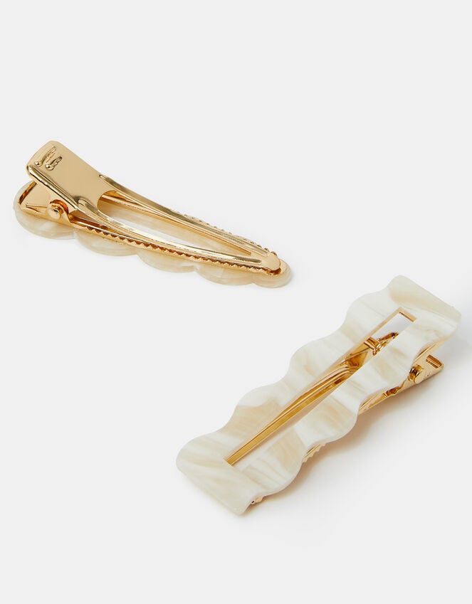 accessorize 2-Pack Wiggle Resin Hair Clips Natural