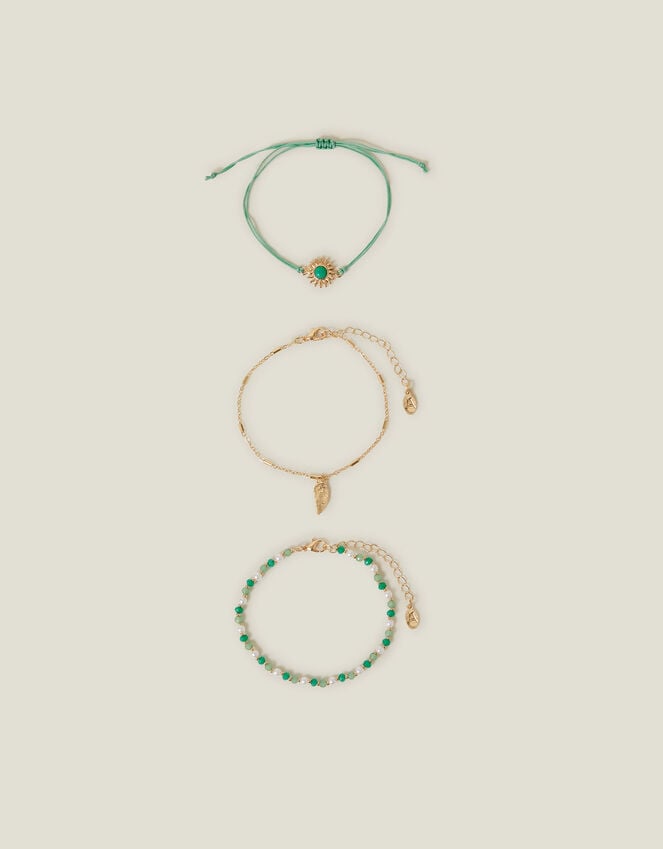 Accessorize 3-Pack Bead Feather Anklets