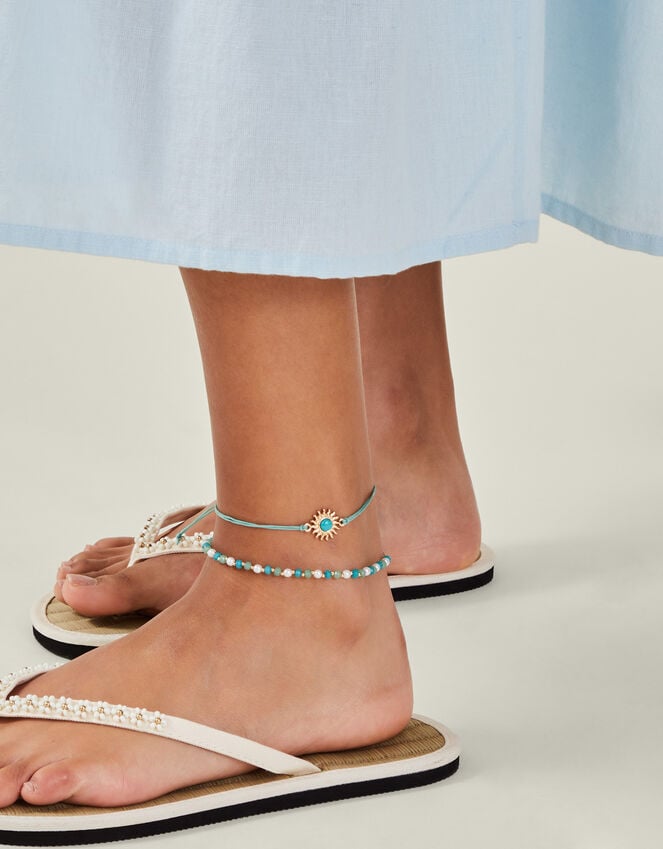 Accessorize 3-Pack Bead Feather Anklets