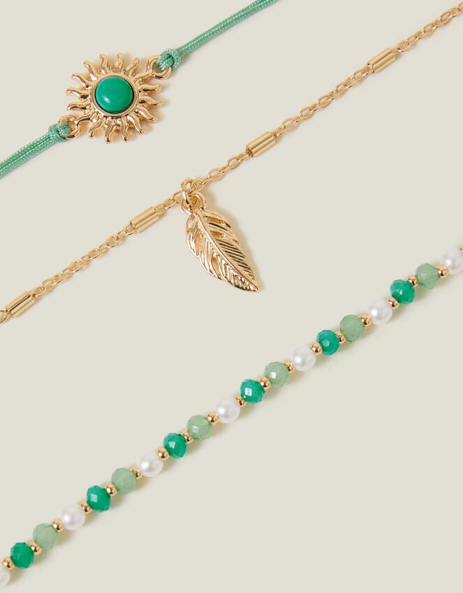 accessorize 3-Pack Bead Feather Anklets