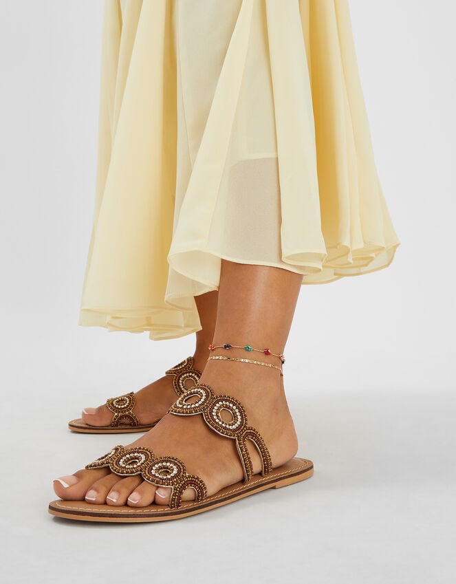 Accessorize 3-Pack Bead Flower Charm Anklets