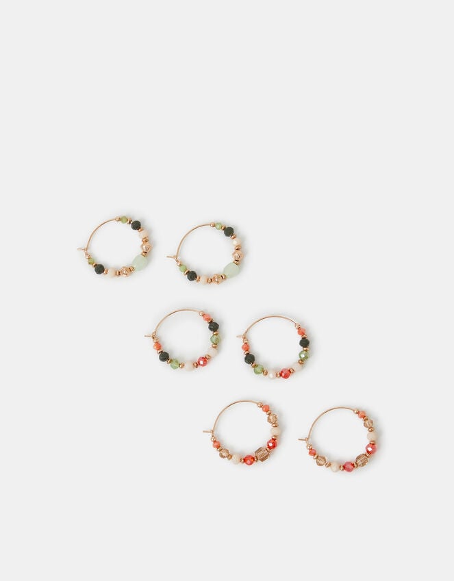 Accessorize 3-Pack Bead Hoop Earrings