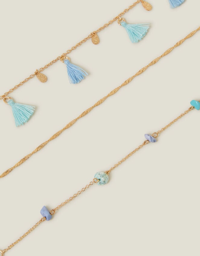 Accessorize 3-pack Bead Tassel Chain Anklets