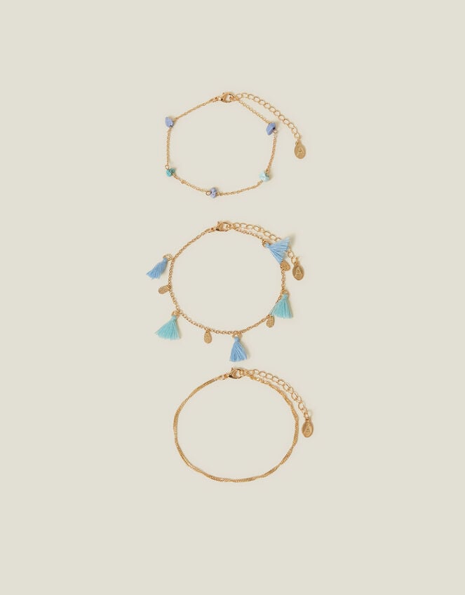 Accessorize 3-pack Bead Tassel Chain Anklets