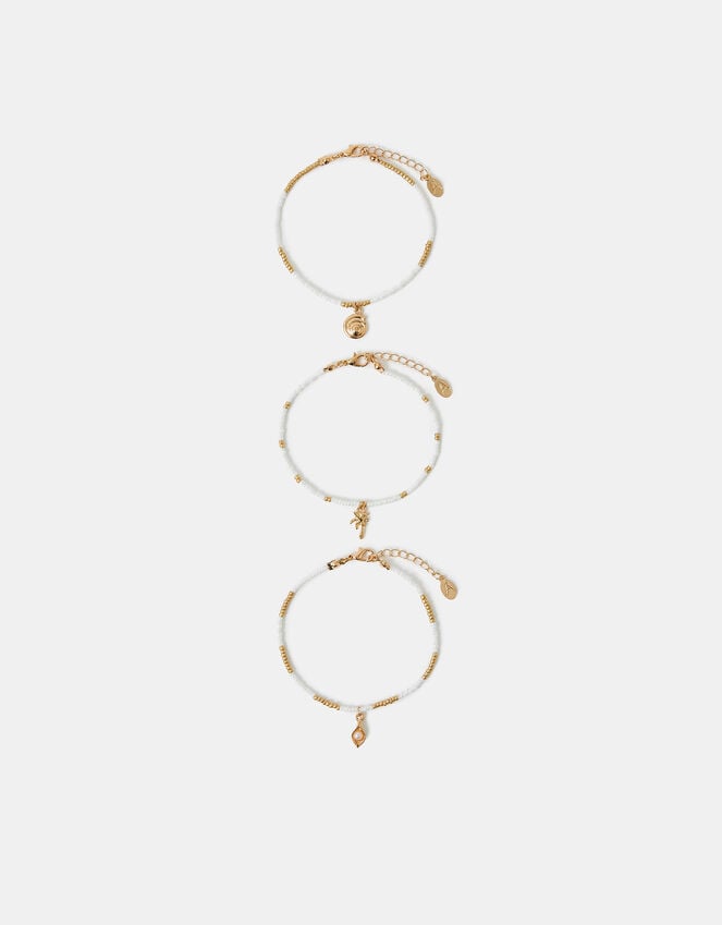 Accessorize 3-Pack Beaded Summer Charm Anklets