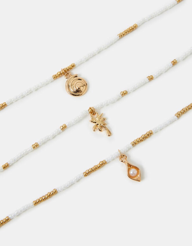 accessorize 3-Pack Beaded Summer Charm Anklets