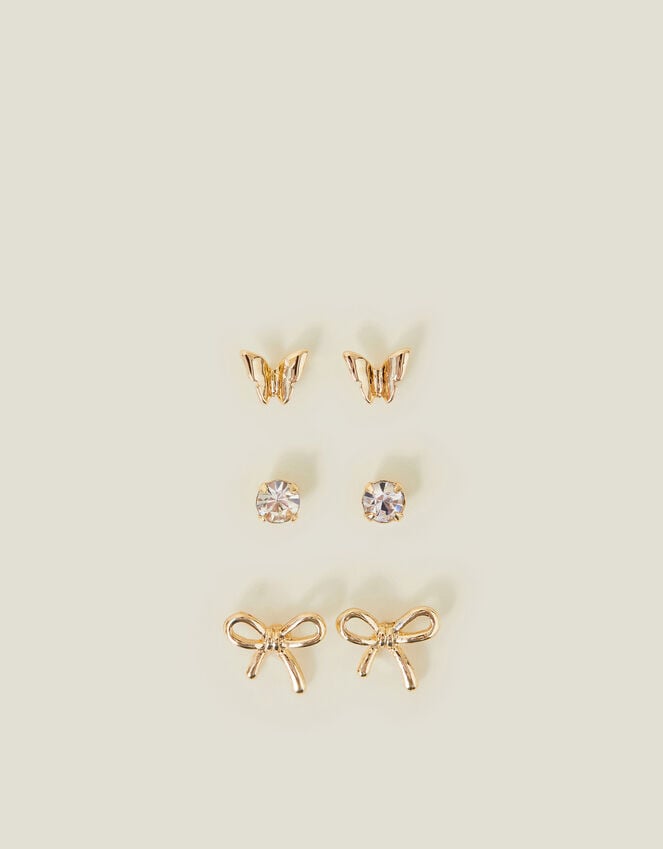 Accessorize 3-Pack Butterfly Bow Stud Earrings