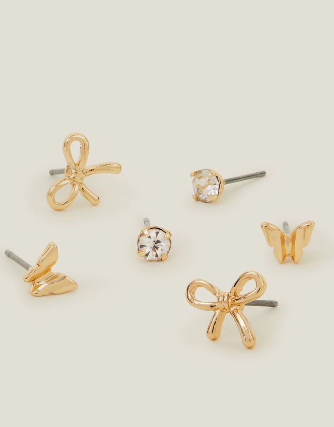 accessorize 3-Pack Butterfly Bow Stud Earrings