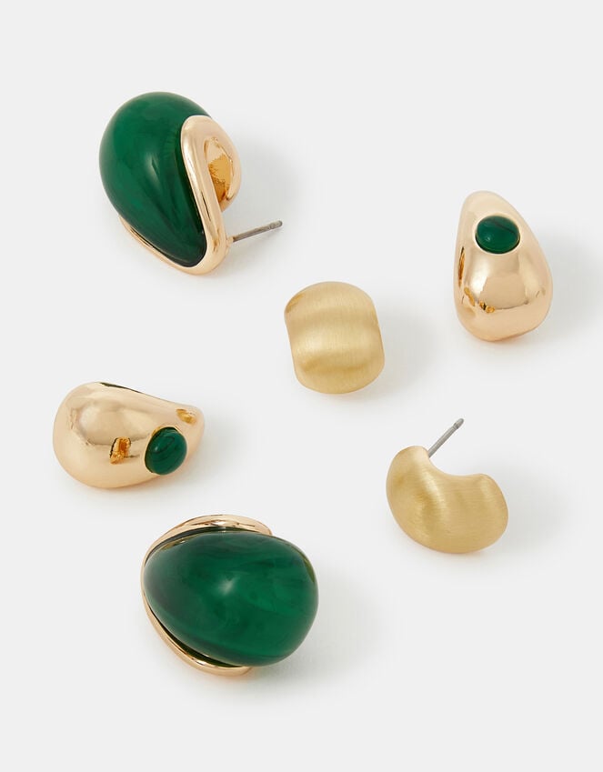 accessorize 3-Pack Curve Drop Earrings Green