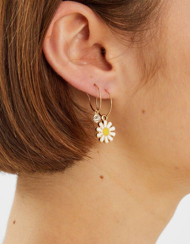 Accessorize 3-Pack Daisy Charm Hoop Earrings