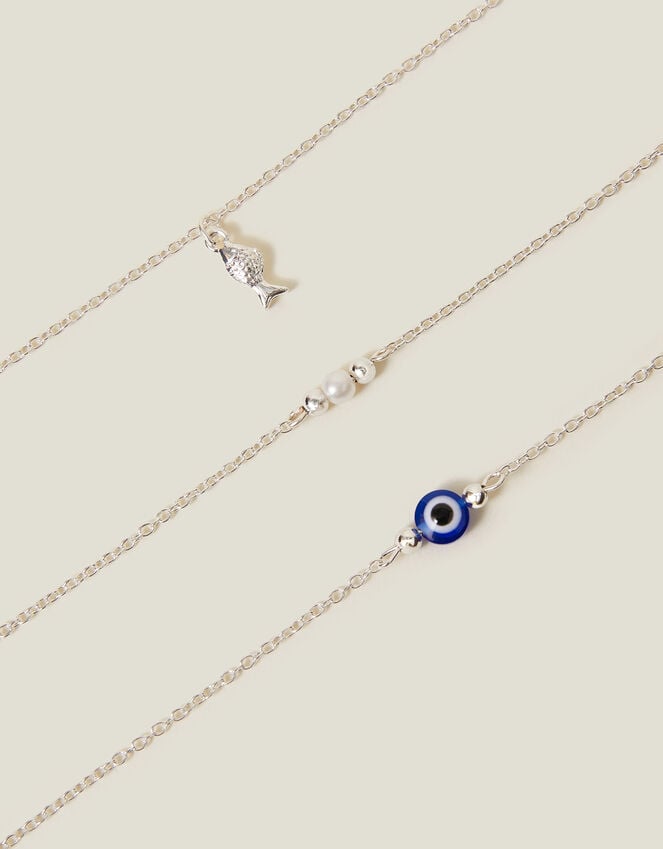 Accessorize 3-Pack Evil Eye Charm Anklets