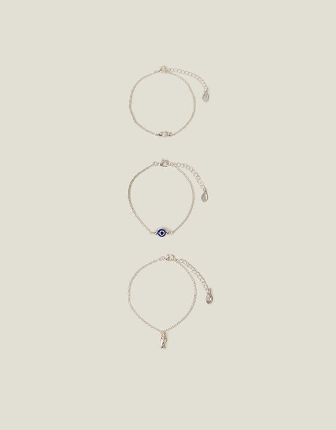Accessorize 3-Pack Evil Eye Charm Anklets