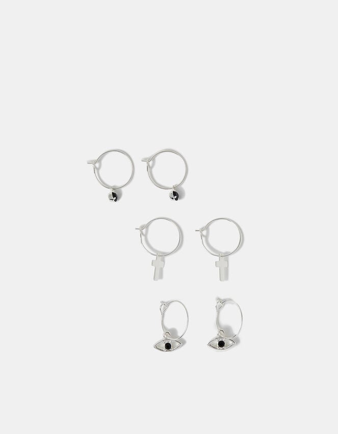 Accessorize 3-Pack Evil Eye Charm Hoop Earrings
