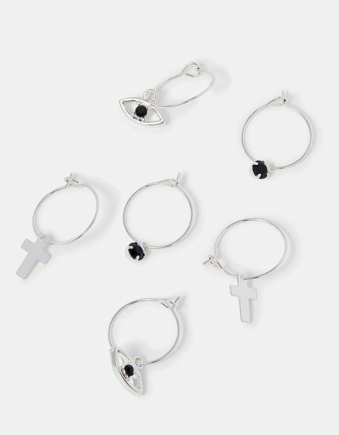 accessorize 3-Pack Evil Eye Charm Hoop Earrings