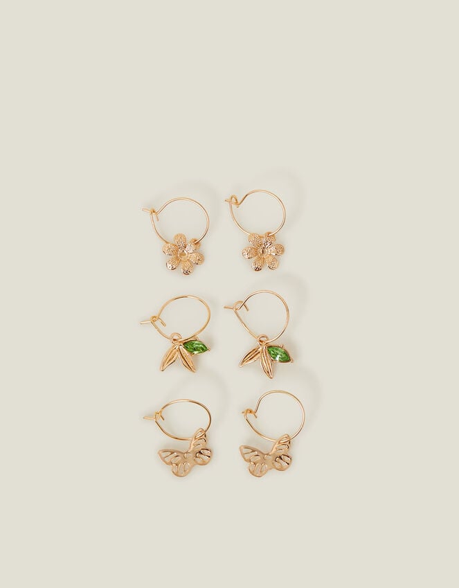 Accessorize 3-Pack Flower Gem Hoop Earrings