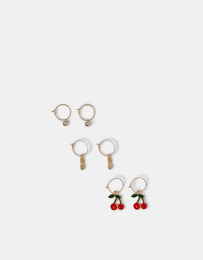 Accessorize 3-Pack Fruity Charm Hoop Earrings