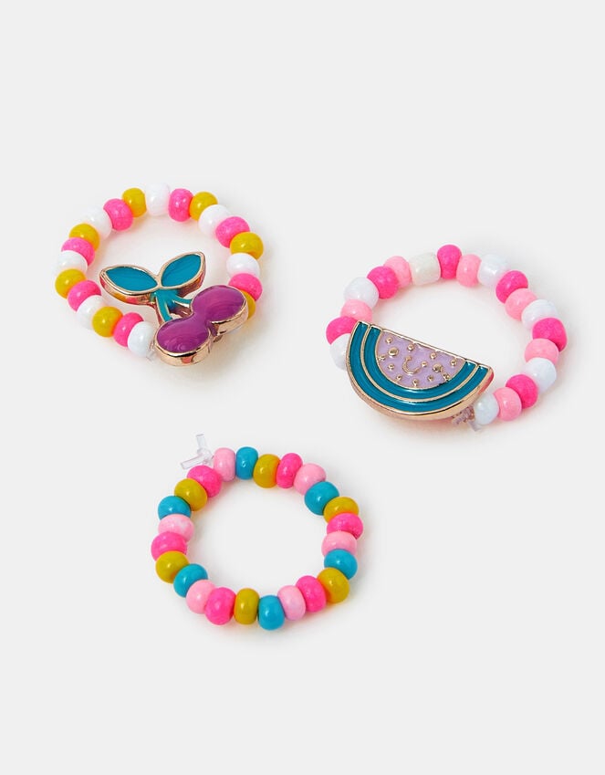 accessorize 3-Pack Girls Fruit Beaded Rings