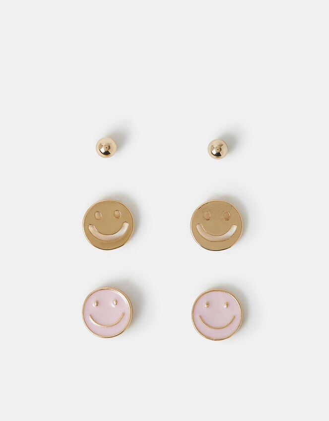 Accessorize 3-Pack Happy Face Stud Earrings