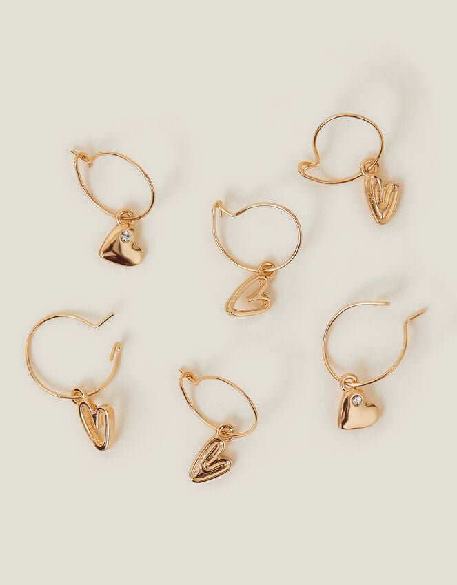 Accessorize 3-Pack Heart Hoop Earrings