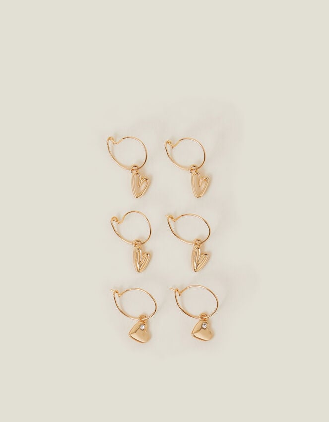 accessorize 3-Pack Heart Hoop Earrings