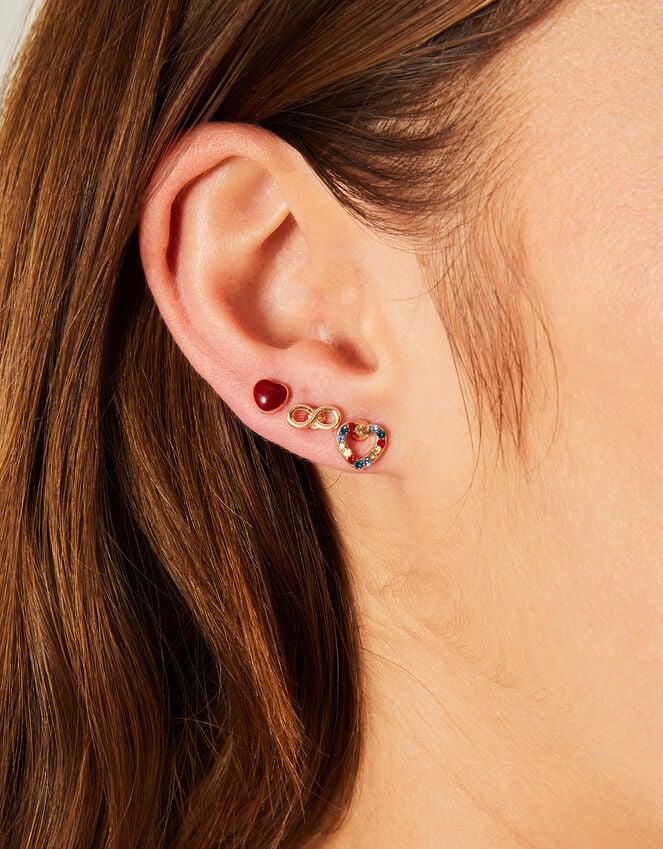 Accessorize 3-Pack Heart Infinity Studs