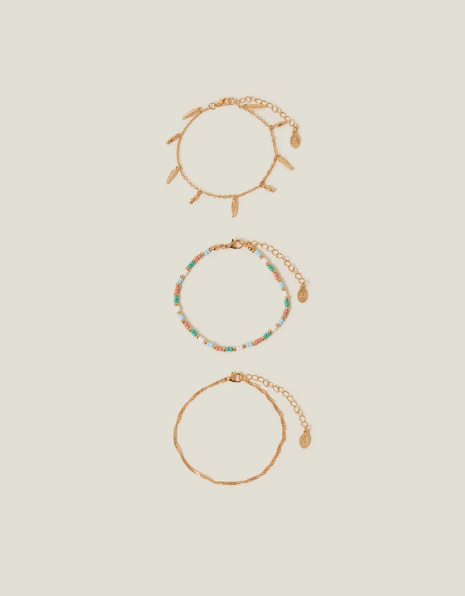 Accessorize 3-Pack Leaf Charm Anklets
