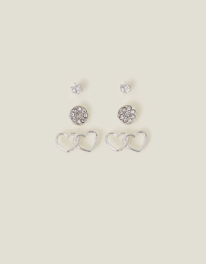 Accessorize 3-Pack Linked Heart Stud Earrings