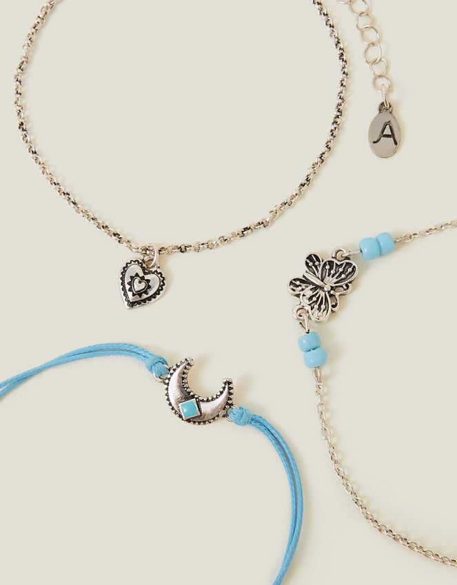 Accessorize 3-Pack Moon Charm Anklets