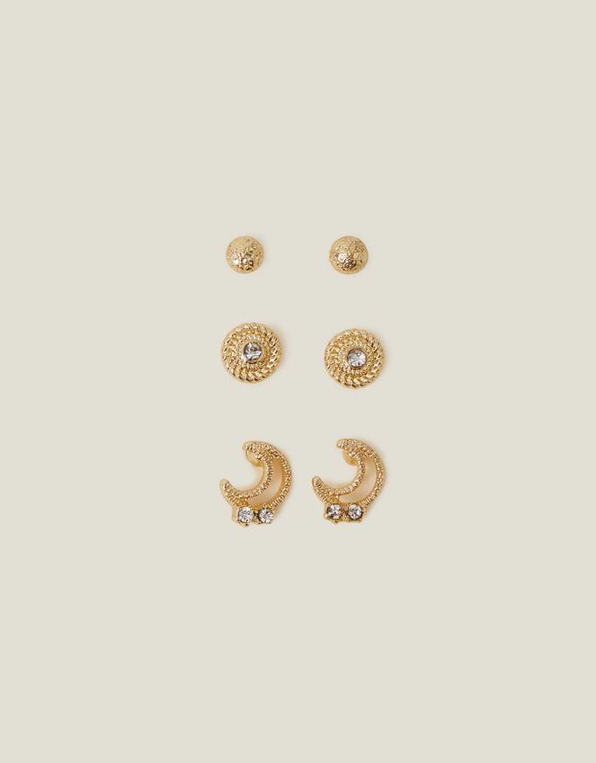 Accessorize 3-Pack Moon Gem Stud Earrings