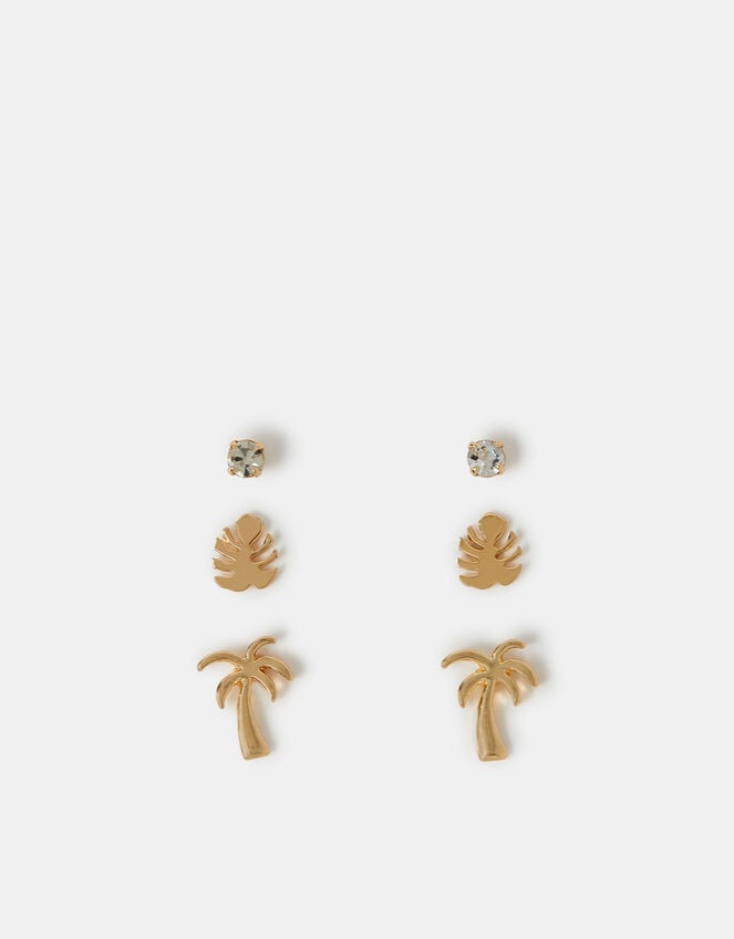 Accessorize 3-Pack Palm Stud Earrings