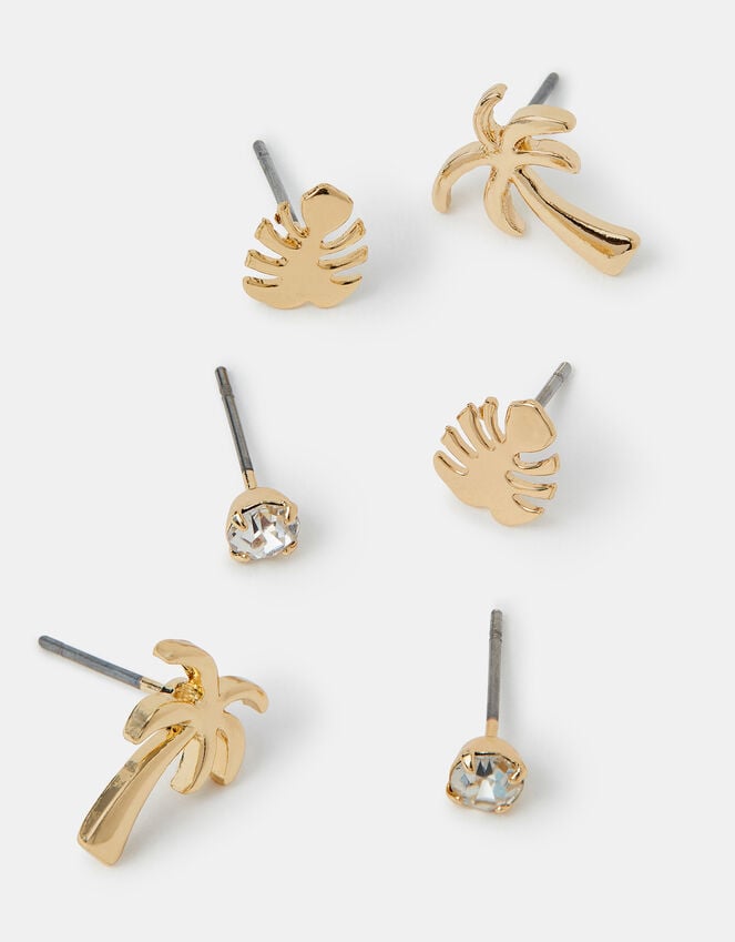 accessorize 3-Pack Palm Stud Earrings