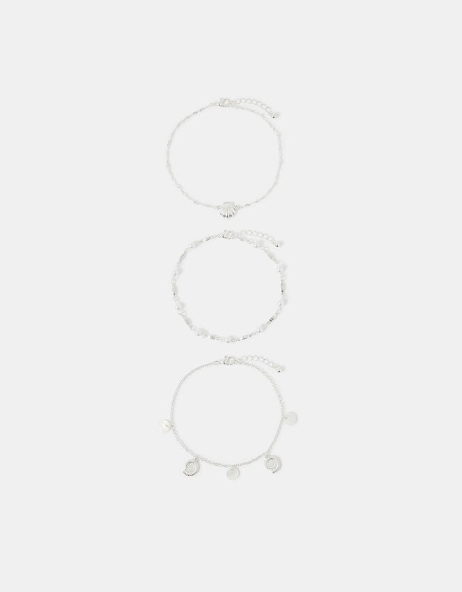 Accessorize 3-Pack Shell Charm Anklets