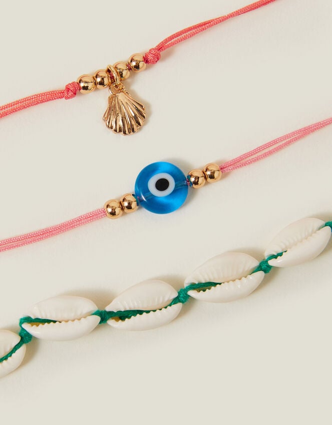accessorize 3-Pack Shell Cord Anklets