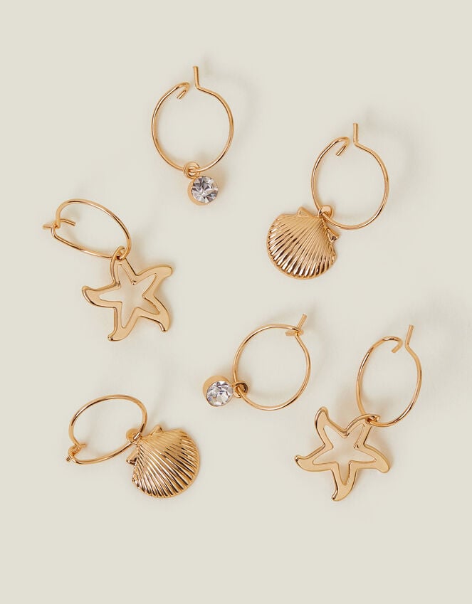 Accessorize 3-Pack Shell Gem Hoop Earrings