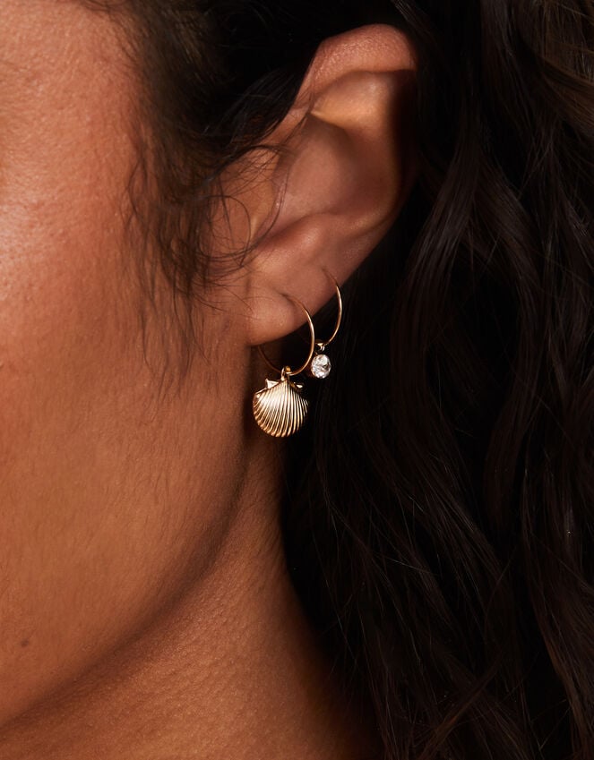 Accessorize 3-Pack Shell Gem Hoop Earrings