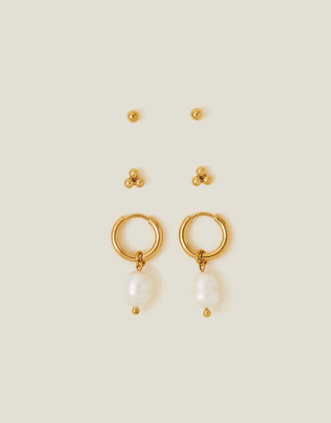 accessorize 3-Pack Stainless Steel Pearl Earrings