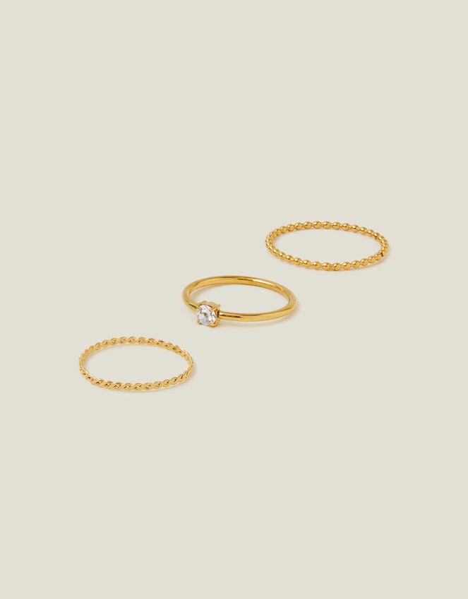 Accessorize 3-Pack Stainless Steel Rings Gold