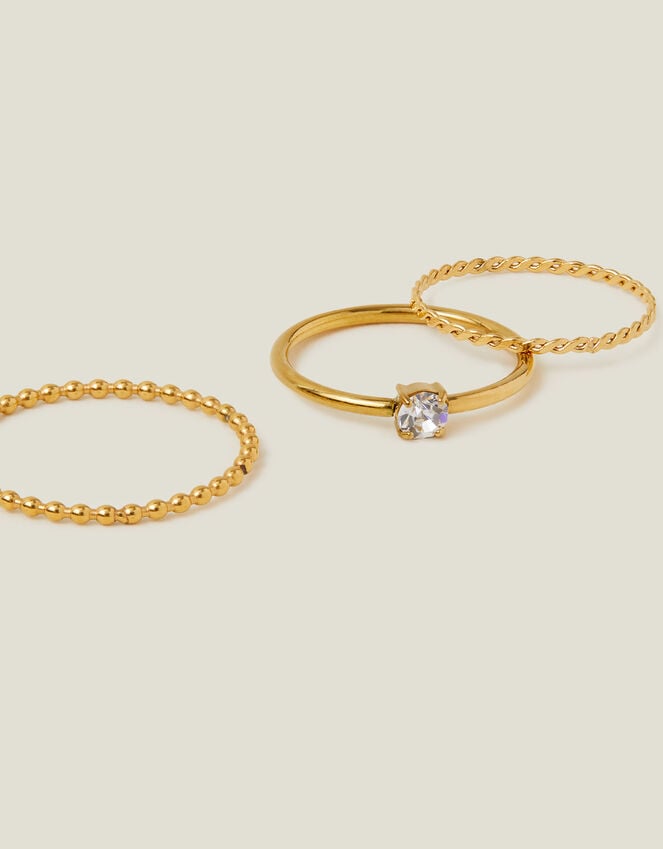 accessorize 3-Pack Stainless Steel Rings Gold