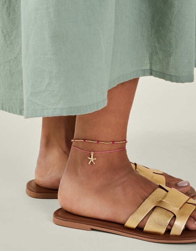 accessorize 3-Pack Starfish Beaded Anklets