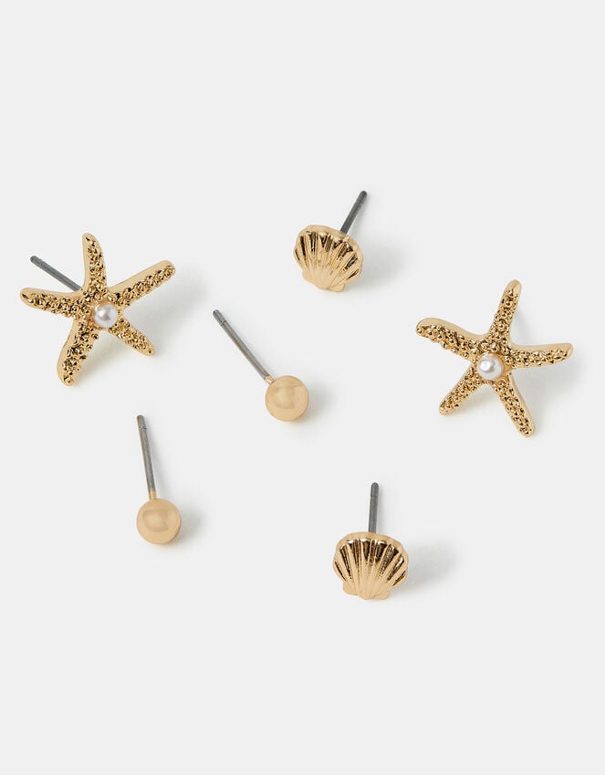 accessorize 3-Pack Starfish Stud Earrings