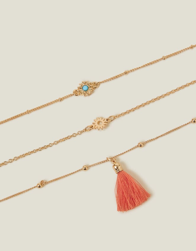 accessorize 3-Pack Sun Tassel Anklets