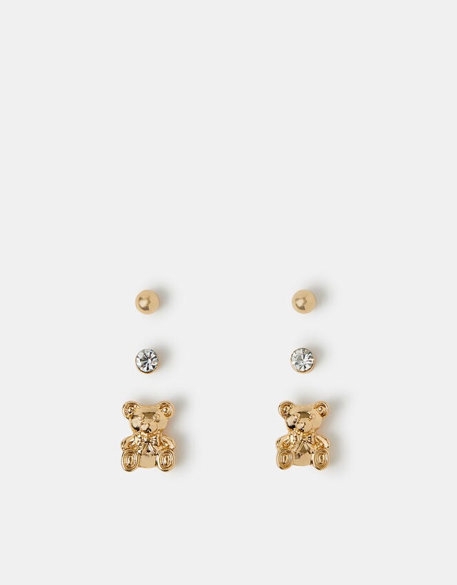 Accessorize 3-Pack Teddy Bear Stud Earrings