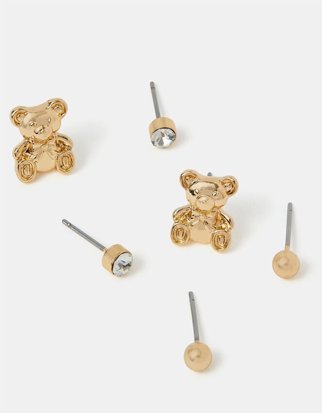 accessorize 3-Pack Teddy Bear Stud Earrings
