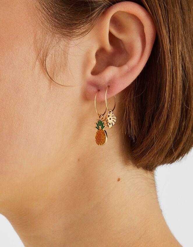 Accessorize 3-Pack Tropical Charm Hoop Earrings