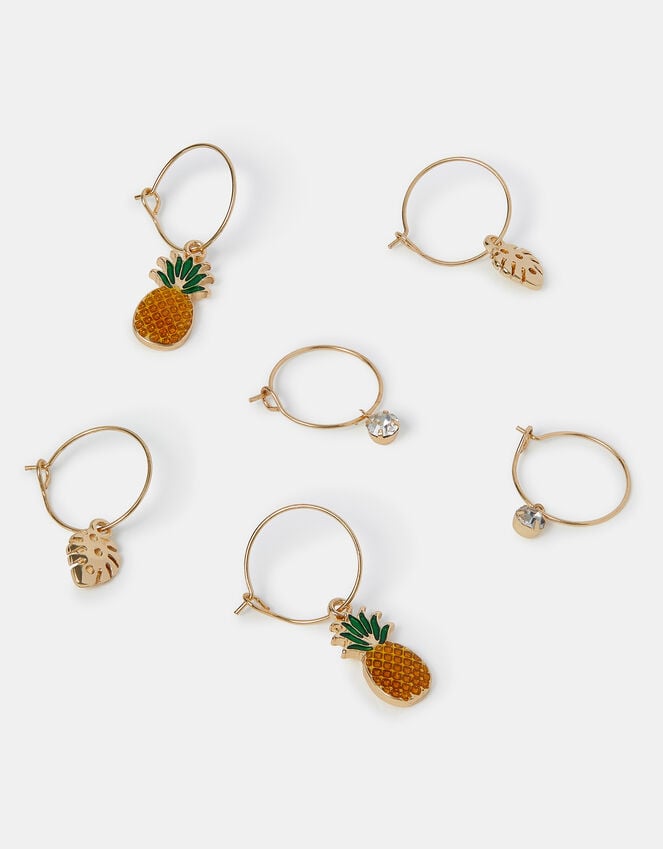 accessorize 3-Pack Tropical Charm Hoop Earrings