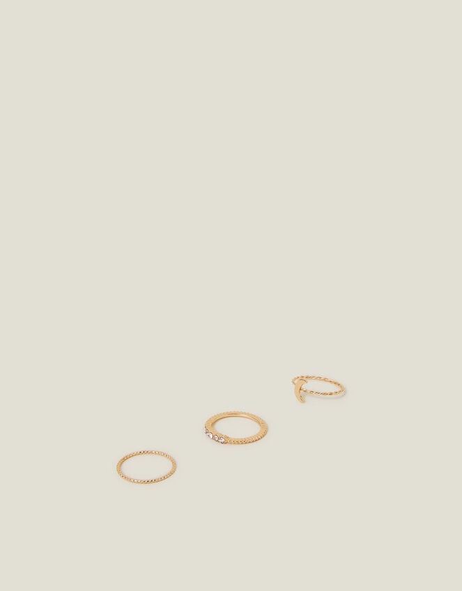 Accessorize 3-Pack Twist Moon Rings Gold