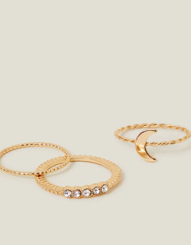 accessorize 3-Pack Twist Moon Rings Gold